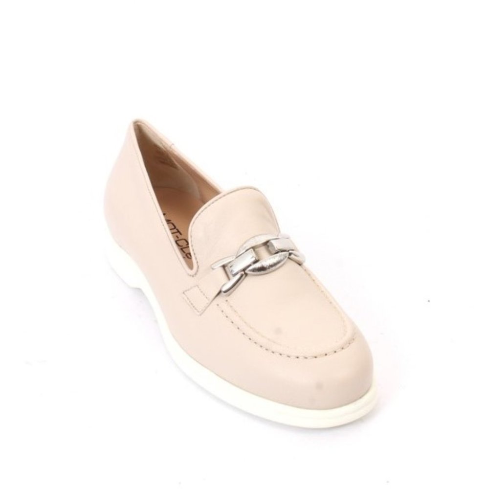 MOT-CLe 1760 Beige / White Leather Loafer Shoes